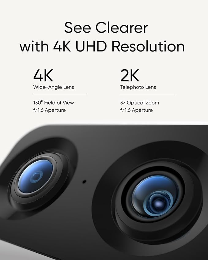 eufy Security 4K Indoor Camera S350-No Subscription, Dual Cameras,8× Zoom,360° Pan &Tilt, Work as Pet Camera,Nanny/Elder/Baby Monitor,AI Auto-Tracking, Human/Pet Detection, 2.4G/5G Wi-Fi
