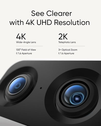 eufy Security 4K Indoor Camera S350-No Subscription, Dual Cameras,8× Zoom,360° Pan &Tilt, Work as Pet Camera,Nanny/Elder/Baby Monitor,AI Auto-Tracking, Human/Pet Detection, 2.4G/5G Wi-Fi