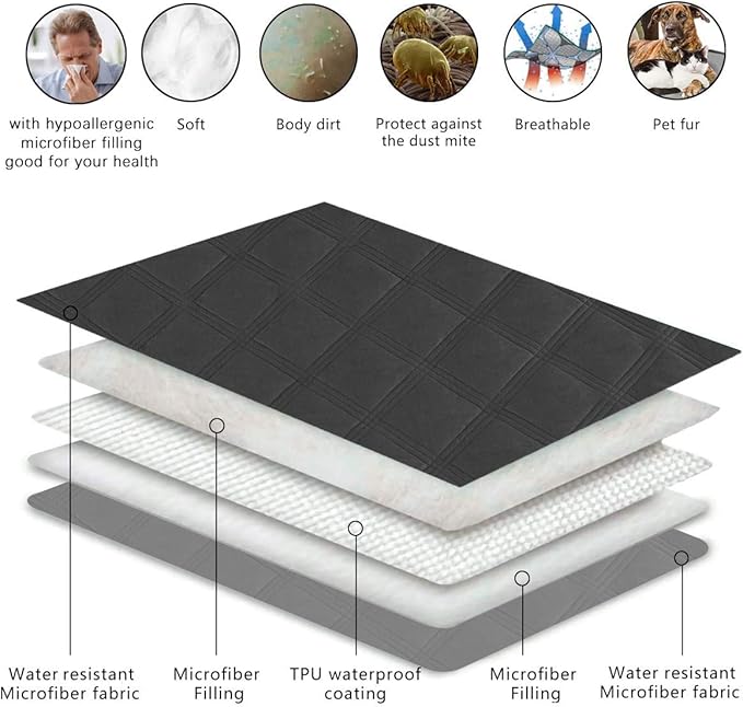 fuguitex Waterproof Dog Blanket Reversible for Small Dogs Resistant Leakproof Washable Couch Cushion Bed Protector Cover for Indoor Furniture Pet Friendly（40"*50",Dark Grey+Grey