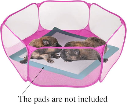 RYPET Guinea Pig Playpen - Breathable & Transparent Pet Playpen Pop Open Outdoor/Indoor Exercise Fence, Portable Yard Fence for Guinea Pig, Rabbits, Hamster, Chinchillas and Hedgehogs