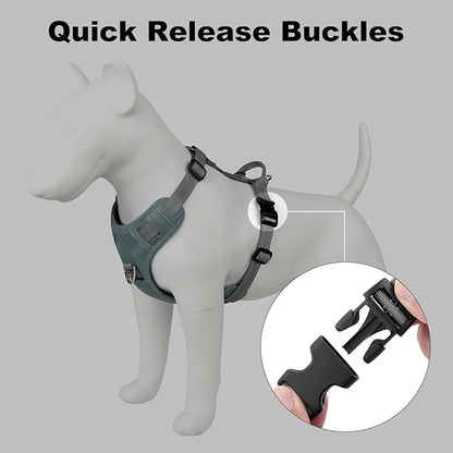Plutus Pet No Pull Dog Harness, Reflective Adjustable Dog Vest Harness with Handle, Escape Proof, Soft Padded for Small Medium Large Dogs (Gray, XL)