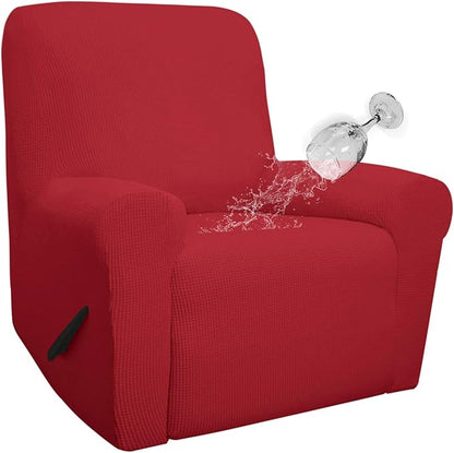 Easy-Going 100% Waterproof Recliner Cover, Dual Waterproof Couch Cover, 1-Piece Jacquard Sofa Cover, Leakproof Slipcover for Kids, Pets, Dog and Cat (Recliner, Christmas Red)