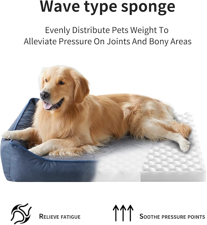 Tidore Orthopedic Dog Beds for Medium Dogs, Durable Egg Crate Foam Sofa Dog Bed wit Washable Removable Cover,Waterproof Lining,Pet Bed for Large Dogs (Peacock Blue, 39.4" L x 31.5" W x 7.4" Th)