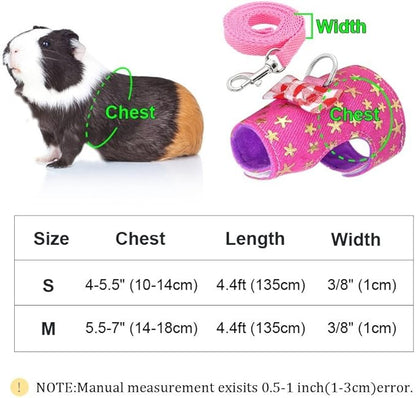 Stock Show Small Pet Outdoor Walking Harness Vest and Leash Set with Cute Bowknot Decor Chest Strap Harness for Rat Ferret Hamster Squirrel Clothes Accessory, Blue Stripe