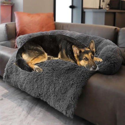Tinaco Calming Dogs/Cats Bed Mats, Dog Pad Washable Removable Couch Cover, Plush Long Fur Mat for Pets, Waterproof Lining, Perfect for Small, Medium and Large Dogs and Cats (Dark Gray, 45"x37")