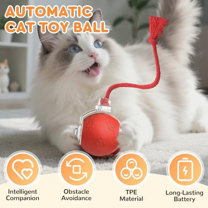 Interactive Cat Toys for Indoor Cats,Flying Bird Cat Kitten Toy,Moving Cat Toy for Bored Indoor Adult Pets,Smart Automatic Cat Chase Ball Toy (Red)