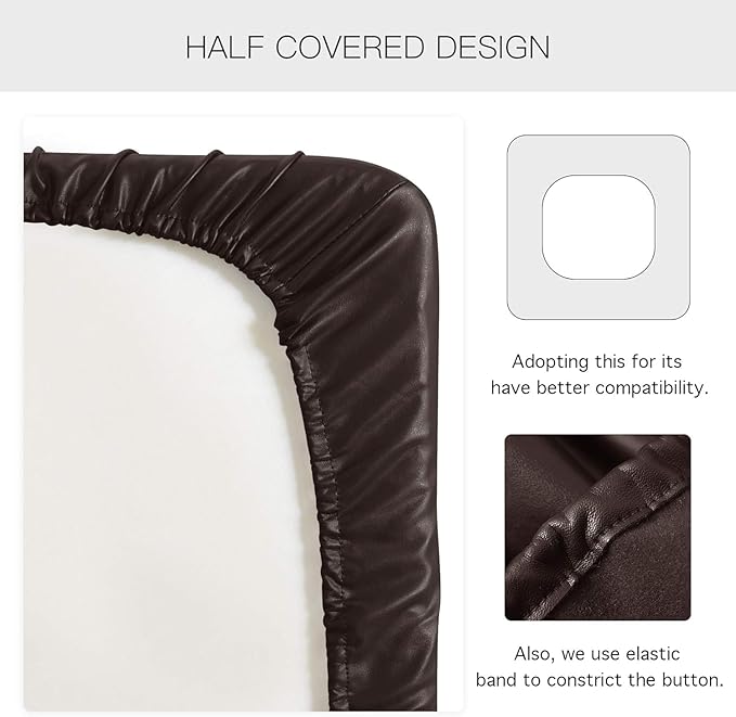 Yates Home PU Leather Couch Sofa Cushion Slipcover Water-Proof Elastic Chair Seat Covers Loveseat Slip Cover for Settee Seater Replacement in Living Room（2 Piece Large Sofa Cushion Covers, Chocolate