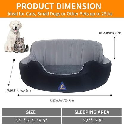 Self-Heating Pet Bed with Adjustable Heat & Reversible Design - 3 Temperature Settings, Removable Washable Cover, Waterproof & Non-Slip Base for Dogs and Cats, Grey