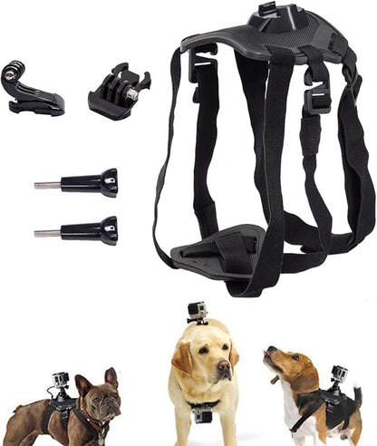 Dog Harness Mount for Camera, Adjustable Dog Harness Vest with Pet Chest and Back Fixation Mouting Base for Gopro Hero, Compatible with Osmo Action and Insta360, Suitable for Medium Large Dogs