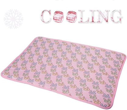 SEIS Dog Ice Pad Ice Silk Cats Kennel Mat Pet Cooling Pad Summer Cool Bamboo Mat Breathable Pad (Pink, S