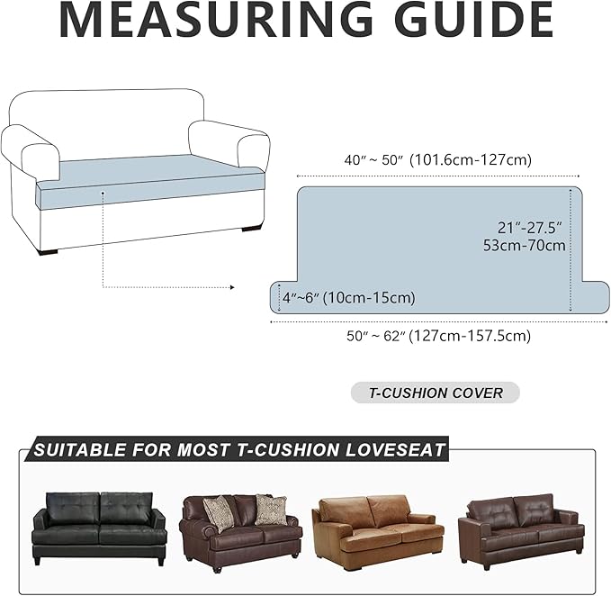 ANARACHON Leather Look Couch Cushion Covers Sofa Seat Slipcovers Sets Couches Furniture Protector for Sectional Armchair Loveseat Pets Kids Stretch Spandex Fabric (1 T-Cushion loveseat, Burgundy)