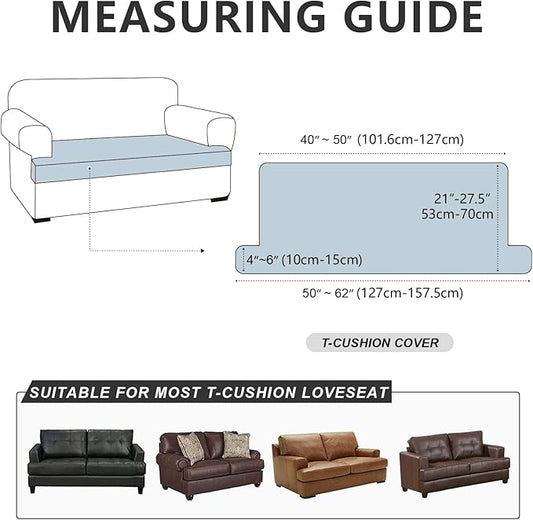 ANARACHON Leather Look Couch Cushion Covers Sofa Seat Slipcovers Sets Couches Furniture Protector for Sectional Armchair Loveseat Pets Kids Stretch Spandex Fabric (1 T-Cushion loveseat, Burgundy)
