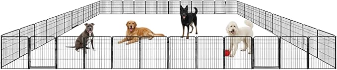Outdoor Dog Playpen - 40 inch, 48 Panels for Medium and Large Size Dogs - Heavy Duty Metal Pet Fence with Black Anti-Rust Coating - Portable Exercise Play Pen for RV, Camping, and Yard