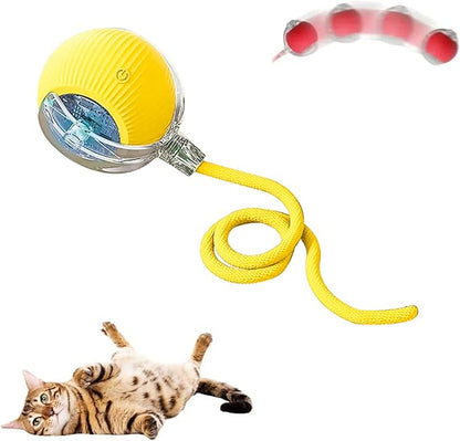 Interactive Cat Toys for Indoor Cats, 2026 New Interactive Pet Toy Ball, Cat Toy Ball for Bored Indoor Cats, Smart Rolling Ball for Dogs & Cats (Yellow)