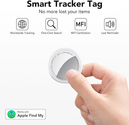 2026 New [Apple MFi Certified] (iOS Only) Tracker Tags-4 Pack, Bluetooth Tracker for Apple Find My, Replaceable Battery, Key Finder and Item Locator Smart Tag for Keys, Bags, Luggage, etc (White)