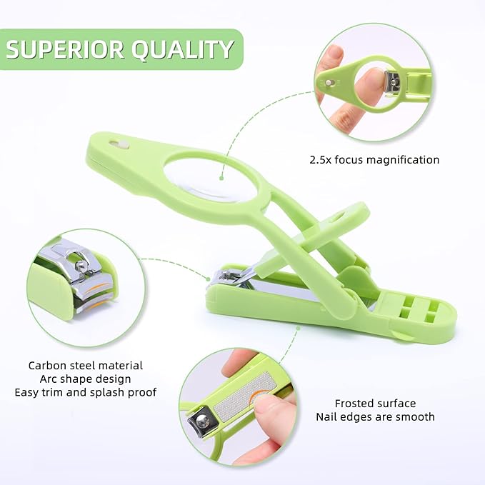 wefaner Nail Clippers with fold-Away Magnifier and LED Light, nail clipper with light,lighted nail clipper,Fingernails & Toenails Nail Clippers Care for Elderly Seniors Pets and Baby Reduce Eye Strain