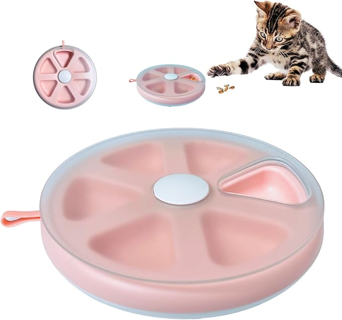 Interactive Cat Treat Toys, Food Puzzle, Maze Feeder Toys for Indoor Cats and Kittens (Pink)