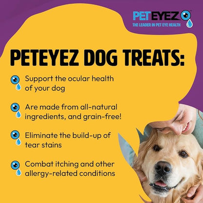 PetEyez Tear Stain Remover Vitamin Treats for Dogs - Support Eye Health & Reduce Itching & Tear Stain Buildup - 100% Natural Dog Treats with Superfoods, Antioxidants & Nutrients - Chicken - 1oz