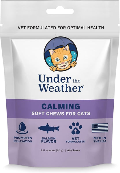 Under the Weather Pets | Natural Calming for Cats, 60 Soft Chews |áIngredients Include Thiamine, Normal Nervous System Function | L-Theanine Relaxation, Sleep | L-Tryptophan an Converted to Serotonin