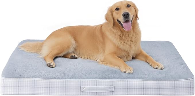 MIHIKK Washable Orthopedic Dog Bed for Large Dogs, XL Waterproof Pet Bed with Egg Crate Foam Strong Support, Machine Washable Cover & Anti-Slip Bottom & Durable Zipper 41x27(Gray)