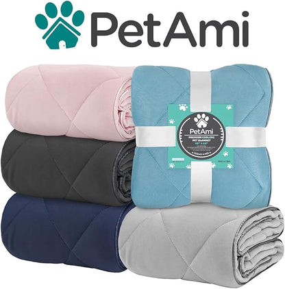 PetAmi Premium Cooling Dog Blanket | Lightweight Fluffy Pet Throw Blanket Bed Cover for Dogs, Cat, Puppies | Pet Blanket Furniture Protector Couch Sofa | Reversible Fuzzy Cozy | 24x32, Dusty Blue