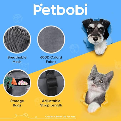 Petbobi Small Dog Car Seat, Dog Car Booster Seat for Small Medium Dogs 5-15 lbs, Foldable Front Seat Safety with Sturdy PVC Tube Frame, Breathable Mesh, Grey