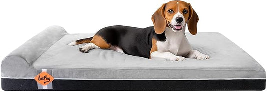 Laifug Orthopedic Memory Foam Extra Large Dog Bed with Pillow and Durable Waterproof Liner with Removable Washable Cover and Smart Design (Large (40" x 25" x 5.5"), Slate Gray)
