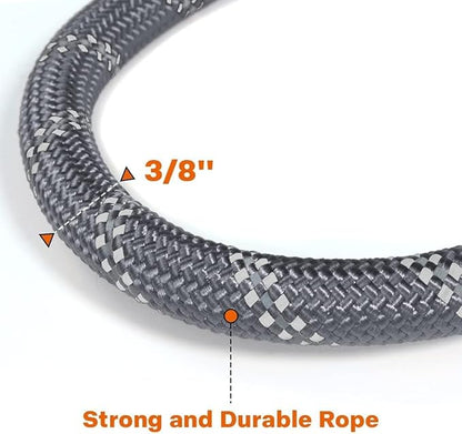 Taglory Rope Dog Leash 4 FT with Comfortable Padded Handle, Highly Reflective Threads Leash and Anti-Tangle Clip for Walking Small Dogs, 3/8 inch, Grey