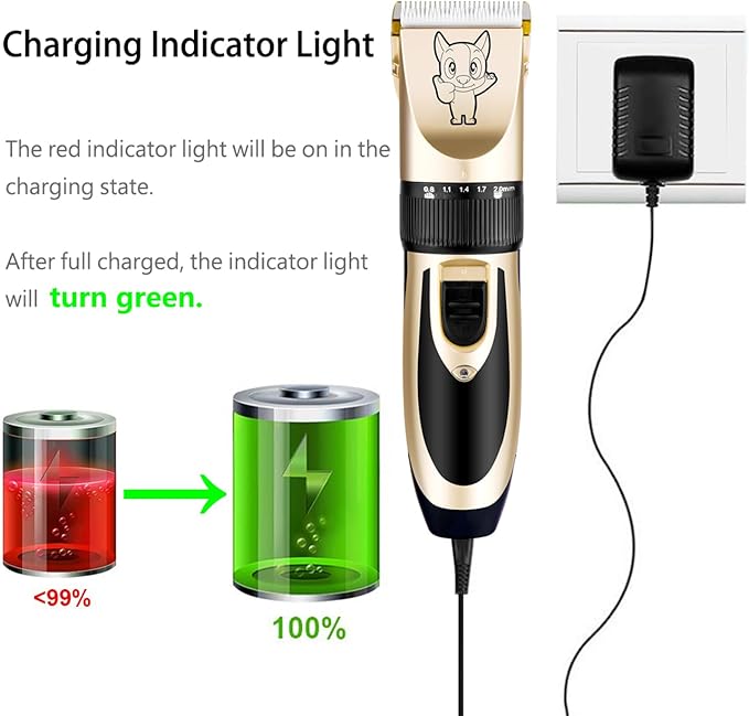 Highdas Dog Clippers for Grooming Rechargeable, Electric Dog Grooming Kit Clippers Low Noise, Cordless Quiet Dog Shaver, Pet Hair Trimmer Set for Dogs, Cats, Pets (Gold)