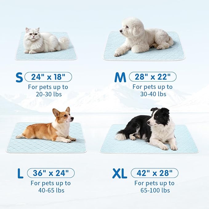 Dog Cooling Mat - Instant 6-12°F Drop, Cooling Mat for Pets Q-MAX >0.5 & Machine Washable, Anti-Slip Bottom, Cool Relief Bed for Dogs & Cats Light Blue 42" x 28"