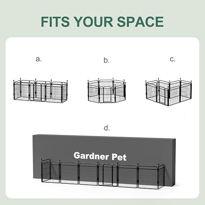 Gardner Pet Dog Playpens, 40" H 8 Panels Dog Pen Outdoor/Indoor Dog Fence Exercise Pen for Small/Medium/Large Dogs, Foldable Pet Play Yard Gate with Gravity Automatic Lock, Pet Playpen, Black