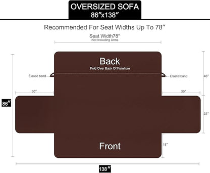U-NICE HOME Large Sofa Cover Reversible Couch Cover for Dogs with Elastic Straps Water Resistant Furniture Protector for Pets Couch Cover for 4 Cushion Couch (Oversized Sofa, White/White