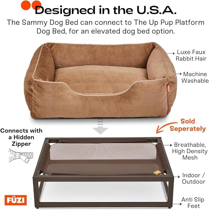 FUZI Luxury Aesthetic Dog Bed for Small Dogs with Washable Cover, Pet Couch, Pet Bed with Sides, Non-Slip Bottom, Soft and Durable Calming Dog Bed, Faux Rabbit Fur, Small 25.1x16.75x9.5 Soft White