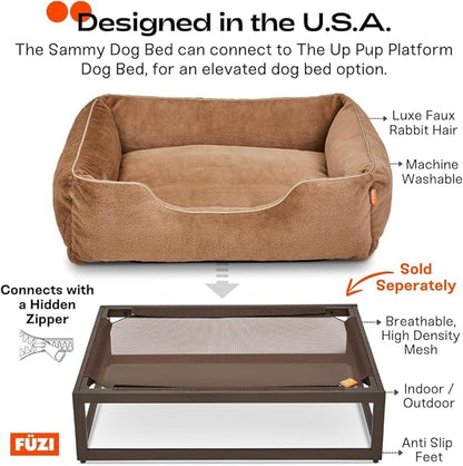 FUZI Luxury Aesthetic Dog Bed for Small Dogs with Washable Cover, Pet Couch, Pet Bed with Sides, Non-Slip Bottom, Soft and Durable Calming Dog Bed, Faux Rabbit Fur, Small 25.1x16.75x9.5 Soft White