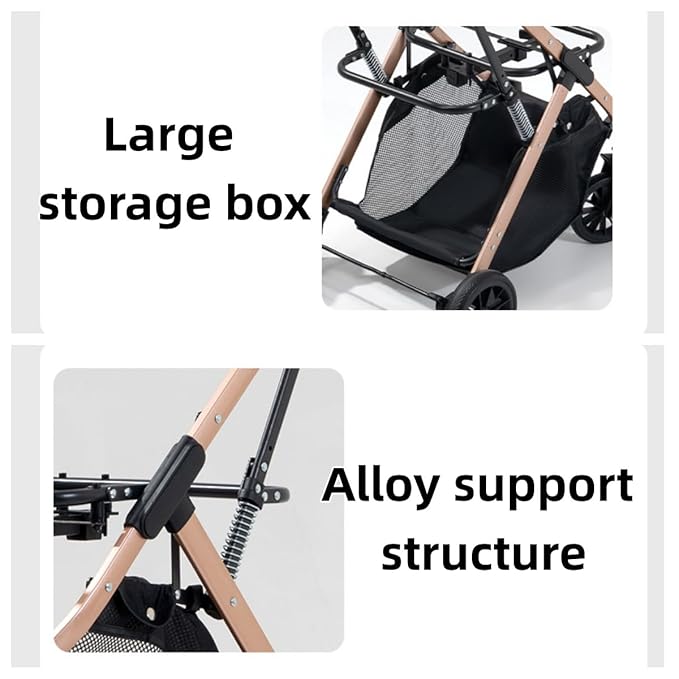 Lightweight Small Pet Stroller for Dogs & Cats, 50 Lbs Capacity Aluminum Alloy Puppy Stroller with Detachable Storage Basket
