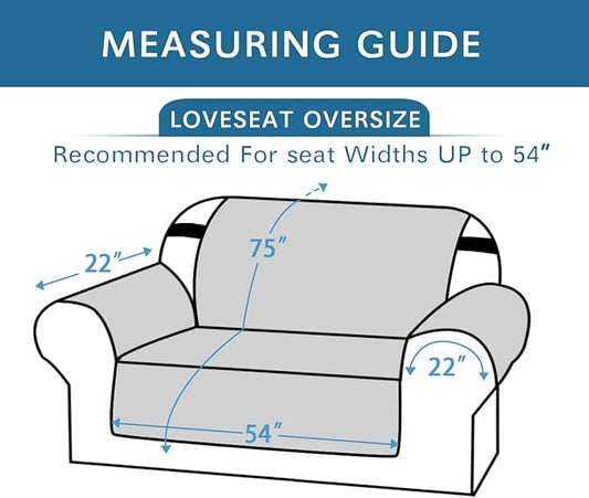 H.VERSAILTEX Reversible Loveseat Cover Furniture Protector Anti-Slip Water Resistant 2" Elastic Straps Couch Covers Pets Fit Sitting Width Up to 54"(Oversized Loveseat: 75" x 98", Dark Blue/Beige)
