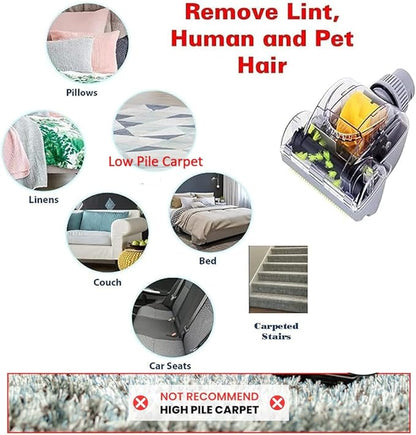 1-1/4'' Vacuum Turbo Brush Attachment for Pet Hair Removal – Fits Shop Vacs 1.25”(32mm) Hoses with Adapter– Air Driven Turbo Brush Compatible with Most Vacuum Cleaners Outer Diameter Hose 1-1/4
