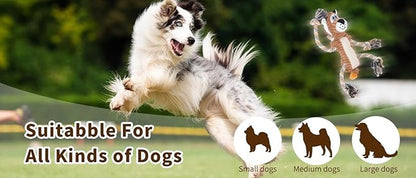 Squeaky Dog Toys Interactive Durable Rope-Infused Lion Shape Puppy Chew Toys for Small, Medium and Big Dogs