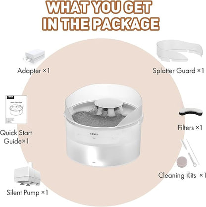 NPET Dog Water Fountain,270oz/2Gallon/8L Anti Splash Automatic Pet Drinking Fountain Super Quiet Water Feeder with Replacement Filters Easy to Clean(semi-White)