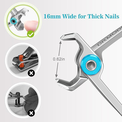 DRMODE Nail Clippers for Men Thick Nails - Large Toe Nail Clippers for Thick Nails for Senior with Wide Jaw Opening, Sharp Finger Nail Clippers Adult Cutter for Tough Nail