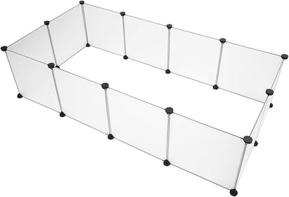 Pet Playpen,Kennel Crate Fence Tent Portable Large Plastic Play Yard Fence for Small Animals, Puppy,12 Pcs White Panels