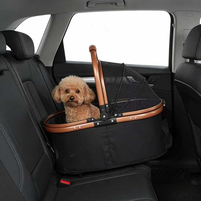 Lightweight Small Pet Stroller for Dogs & Cats, 50 Lbs Capacity Aluminum Alloy Puppy Stroller with Detachable Storage Basket