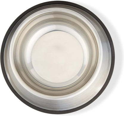 Amazon Basics Stainless Steel Non-Skid Dog Water And Food Bowls, Dishwasher Safe, Rust Resistant, 38oz Capacity, 10 x 2.8 Inches, 2-Pack