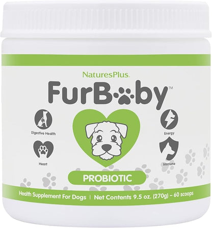 NaturesPlus FurBaby Probiotic for Dogs - 9.5 oz - Supports Digestive, Heart, Liver & Immune Health - 60 Servings