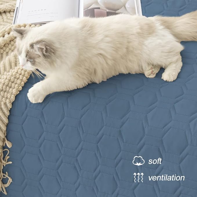 Tcksstex Waterproof and Non-Slip Dog Bed Cover and Pet Blanket Sofa Pet Bed Mat ，car Incontinence Mattress Protectors Furniture Couch Cover for Most Cats Dogs, Pets（30x70- Navy Blue）