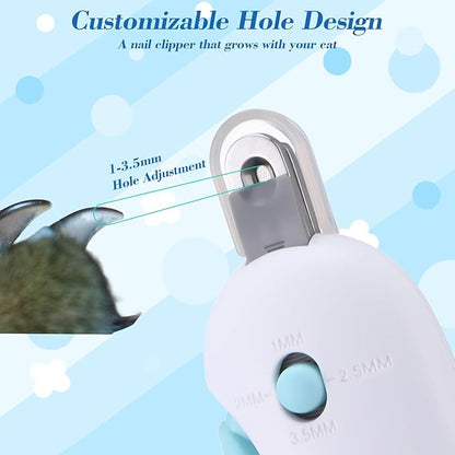 Lusofie Pain-Free Cat Nail Clippers for Indoor Cats - Quick & Safe Claw Trimmer with Guard to Prevent Overcutting, Anti-Splash Design & Hidden Nail File | for Kittens & Adult Cats