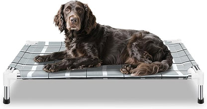 Elevated Raised Outdoor Dog Bed - Cooling Lifted Outside Dogs Cot Bed with Non-Slip Feet Dog Hammock Bed with Stainless Steel Frame Portable Puppy Pet Bed for Indoor & Outdoor
