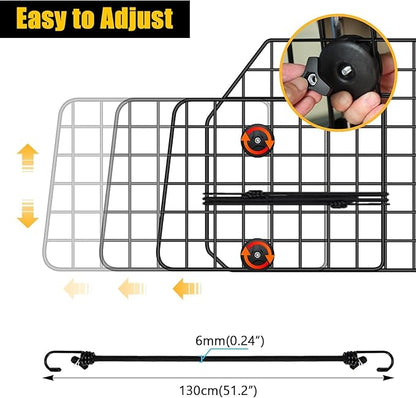 Gtongoko Dog Car Barriers for SUVs, Vehicles, Cars, Trucks, Upgraded Adjustable Heavy-Duty Wire Mesh Pet SUV Barriers Universal-Fit, Car Accessories Safety Travel, 2pcs 51.2In Elastic Ropes Included