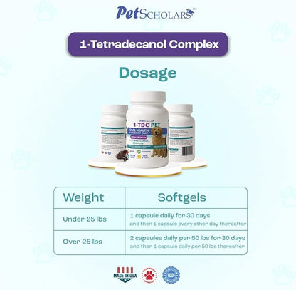 1TDC Dental & Joint Health Softgel Supplement for Dogs & Cats, Supports Oral Health, Stamina, Mobility, Muscle Strength & Recovery, Maintains Skin & Coat Health of Pets (30 Soft Gels)