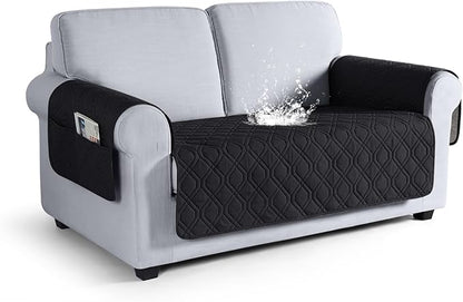 VANSOFY Couch Cover, Waterproof Sofa Covers Washable Slipcover Furniture Protector Couch Seat Covers Non-Slip Couch Cover for Dogs, Pets(Loveseat, Black)